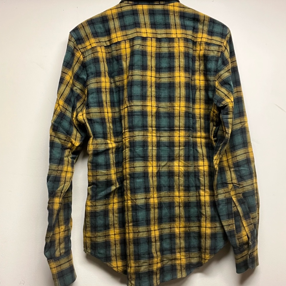 Naked and Famous Plaid Yellow and Green Men's Shirt - Picture 2 of 3